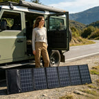 Cargador Solar Impermeable 50W 90W Plegable y Portátil con Salidas USB y DC para Exteriores Emergencias Camping Senderismo