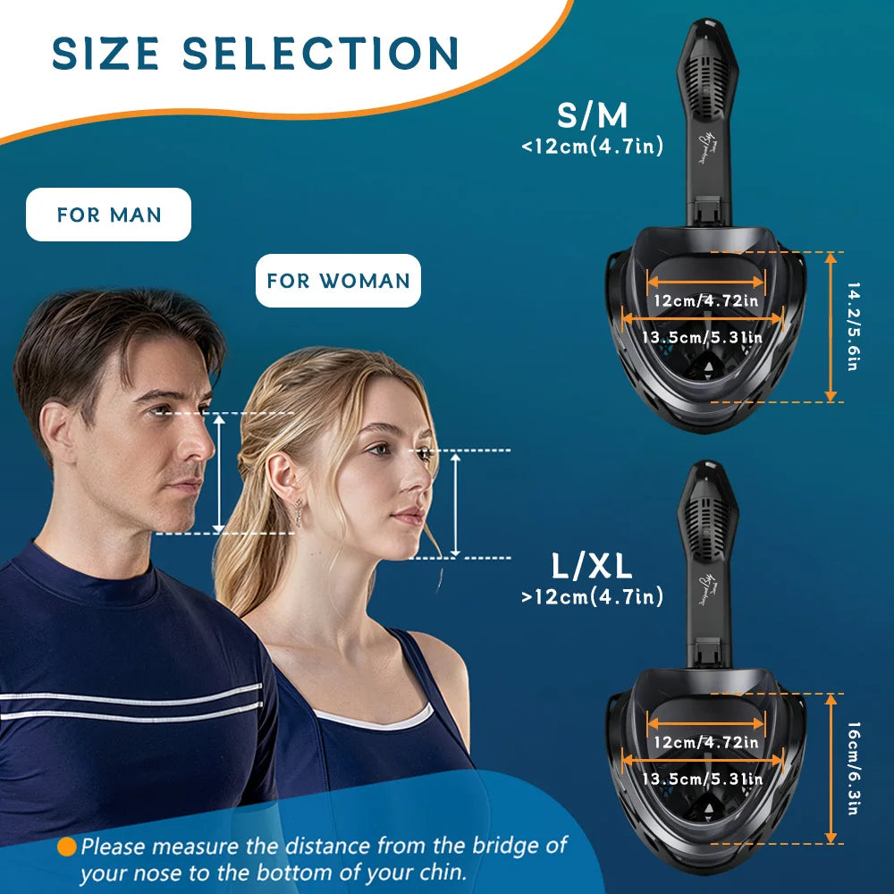 Máscara de Snorkel Integral para Adultos Antivaho Antifugas Visión Panorámica 180° Máscara de Buceo Ligera Equipo de Snorkel