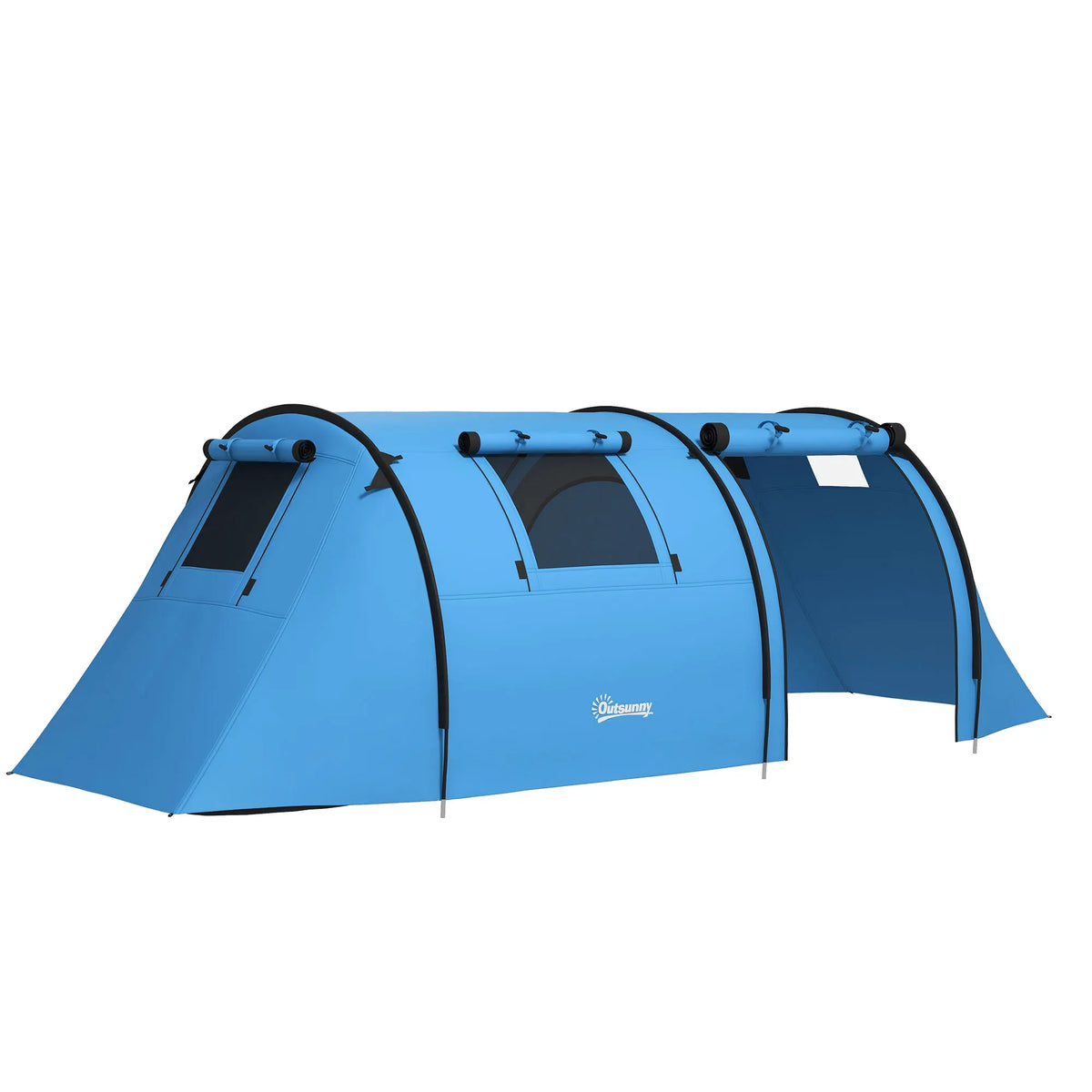 Tienda de campaña para 3 personas con ventanas, gancho, impermeable 3000mm y bolsa de transporte, 470x220x150 cm, azul cielo