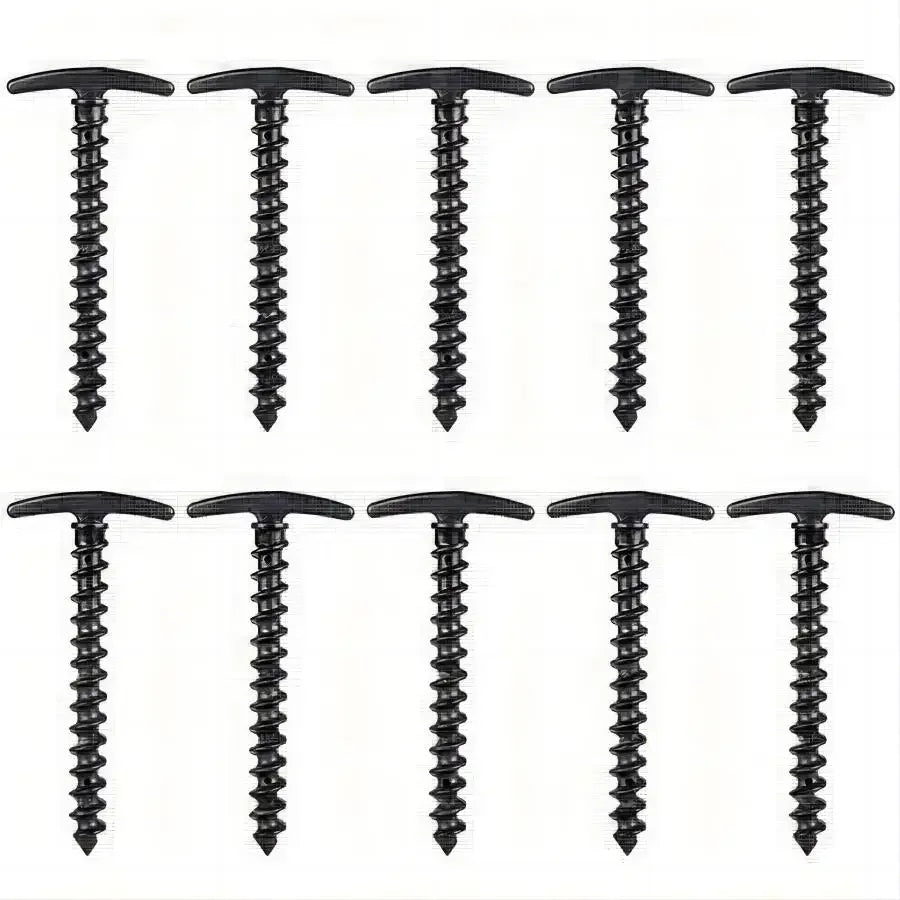 Pack de 10 Estacas de Plástico en Espiral para Tienda, Anclajes de Suelo Perfectos para Camping y Senderismo