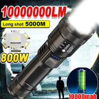 Linterna LED Potente de 2000LM con Pantalla, Recargable USB, Zoom y Modos para Camping, Pesca y Emergencias