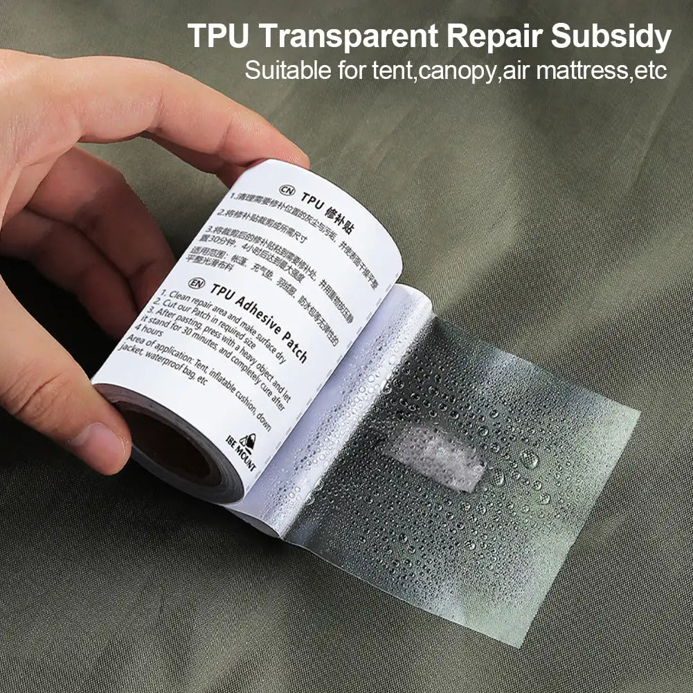 Parche de Reparación Transparente e Impermeable de TPU para Piscinas, Botes Inflables y Tiendas - Cinta Autoadhesiva para Reparaciones al Aire Libre