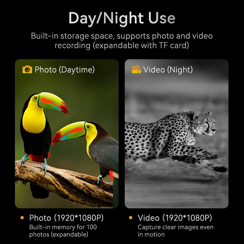 Binoculares de Visión Nocturna 1080P 10x Zoom Digital Pantalla Grande 2,8'' 800m Infrarrojos para Acampada