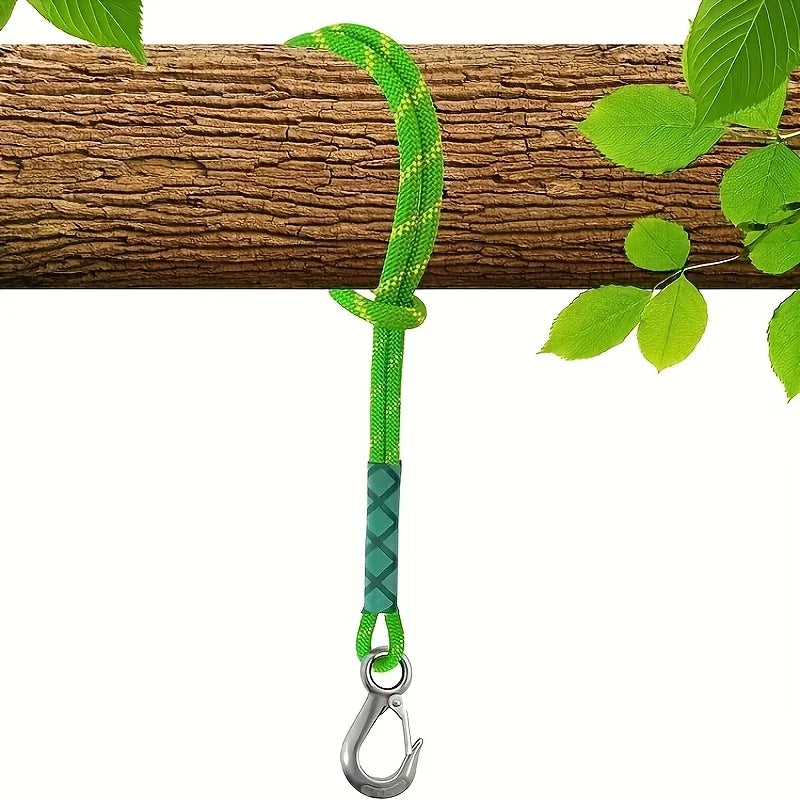 Eslinga de Nylon Resistente con Gancho Metálico - Antidesgaste para Hamacas, Columpios y Sillas de Exterior