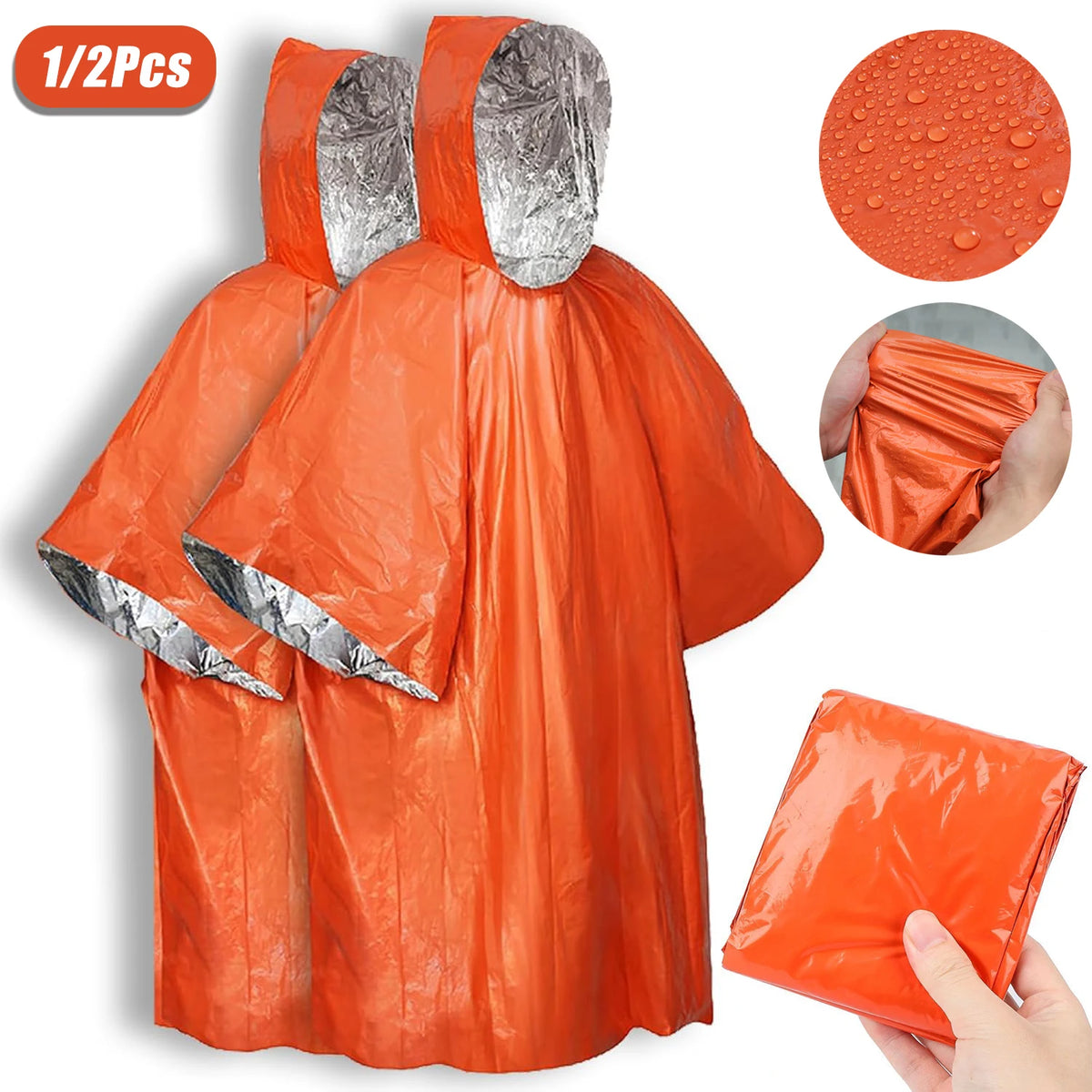 Poncho de Emergencia Desechable con Película de Aluminio