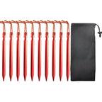 Set de 10 Estacas Ultraligeras de Aleación de Aluminio 18cm para Camping con Bolsa de Almacenamiento y Cuerda
