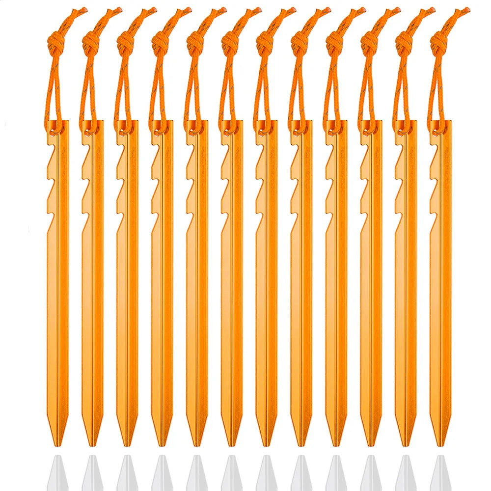 Juego de 12 piquetas de aluminio 18 cm ultraligeras para tienda de campaña y toldos