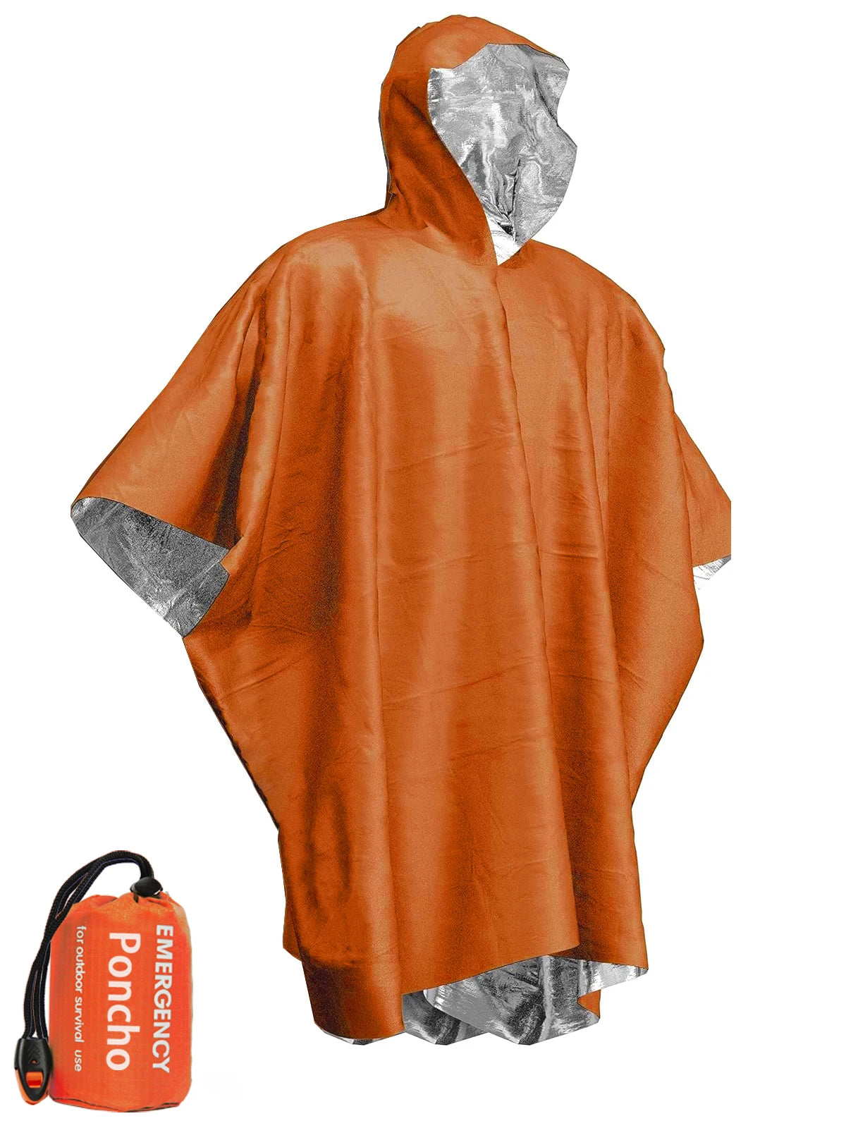Poncho Impermeable de Emergencia con Película de Aluminio – Manta Térmica Desechable para Supervivencia y Camping
