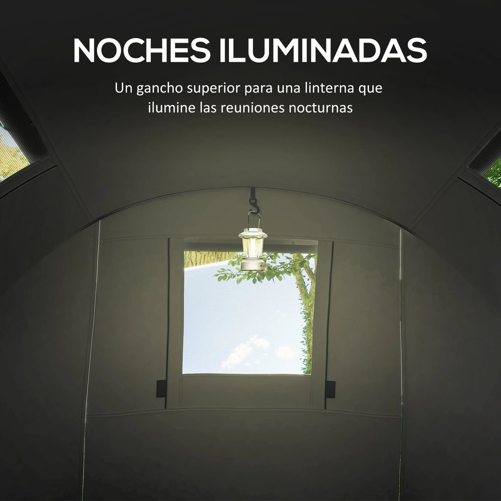 Tienda de campaña para 3 personas con ventanas, gancho y bolsa de transporte impermeable 3000mm 470x220x150 cm verde