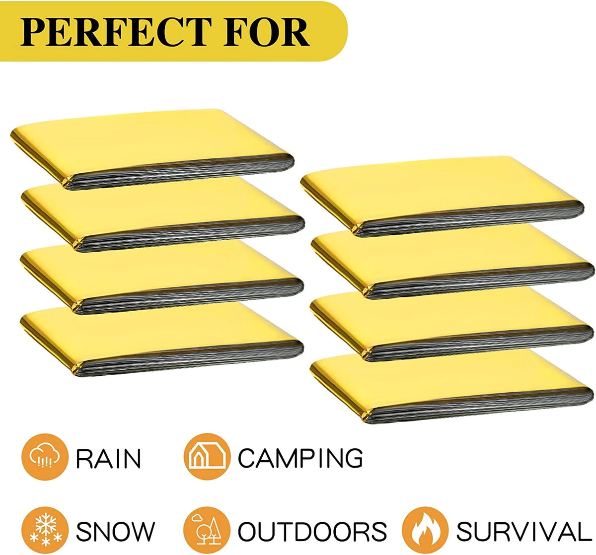 Manta de Supervivencia de Emergencia Exterior 5-30 Unid Oro-Plata Impermeable 130x210cm