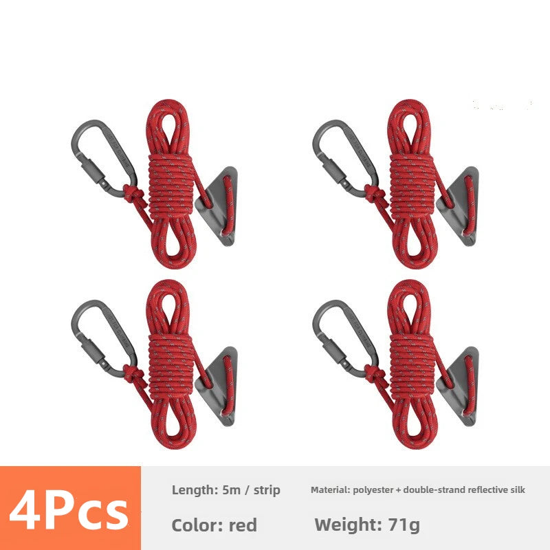 Cuerda Reflectante Doble de 5mm para Tienda de Campaña con Tensor y Hebilla – Accesorio Cortaviento para Outdoor, Lona y Refugios