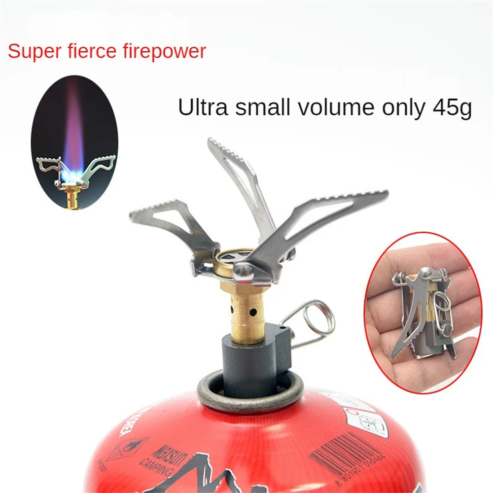 Hornillo de gas portátil para camping plegable, mini estufa de supervivencia para picnic y excursiones