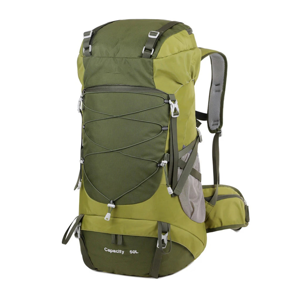 Mochila de Senderismo WESTTUNE 50L con Cubierta Impermeable – Mochila Multifuncional para Montañismo, Viaje y Camping
