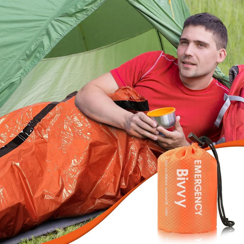 Saco de Dormir de Emergencia Manta Térmica Bivy Ligero Impermeable Portátil para Acampar y Senderismo