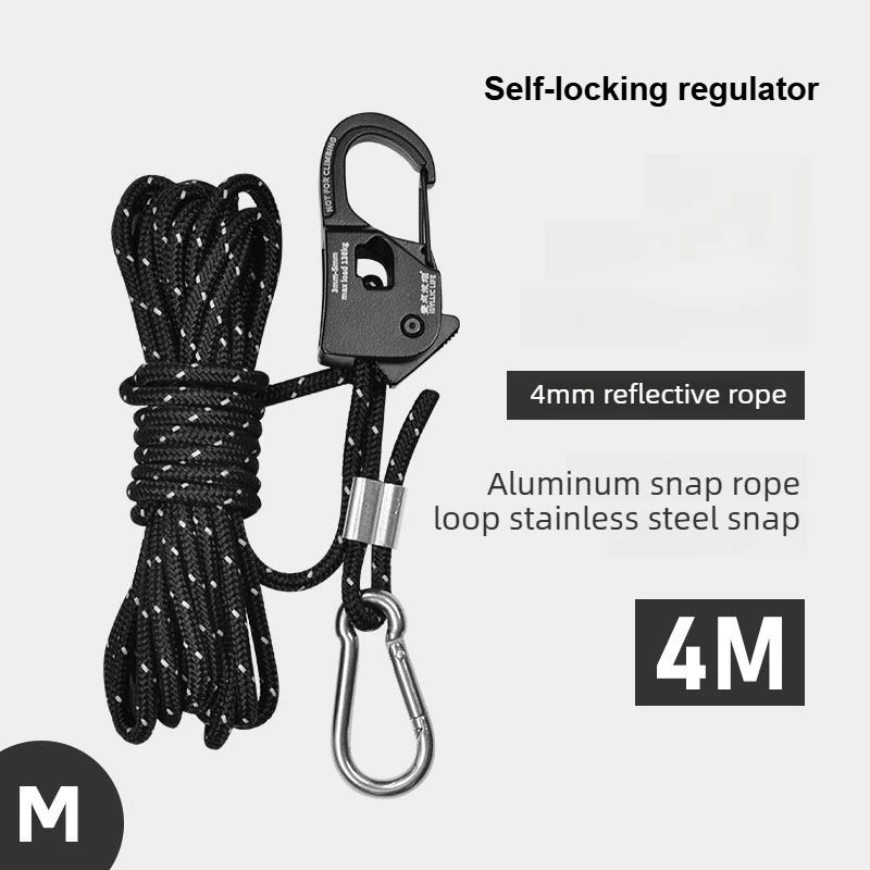 Tensor de cuerda para tienda de campaña de aleación de aluminio, resistente a la corrosión, ligero y portátil