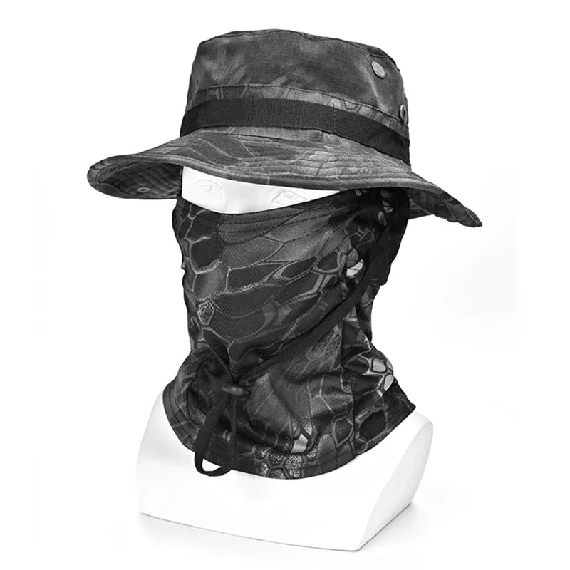Set de Gorro Camuflado Táctico con Protección Solar para Outdoor, Senderismo y Pesca – UV, Ajustable