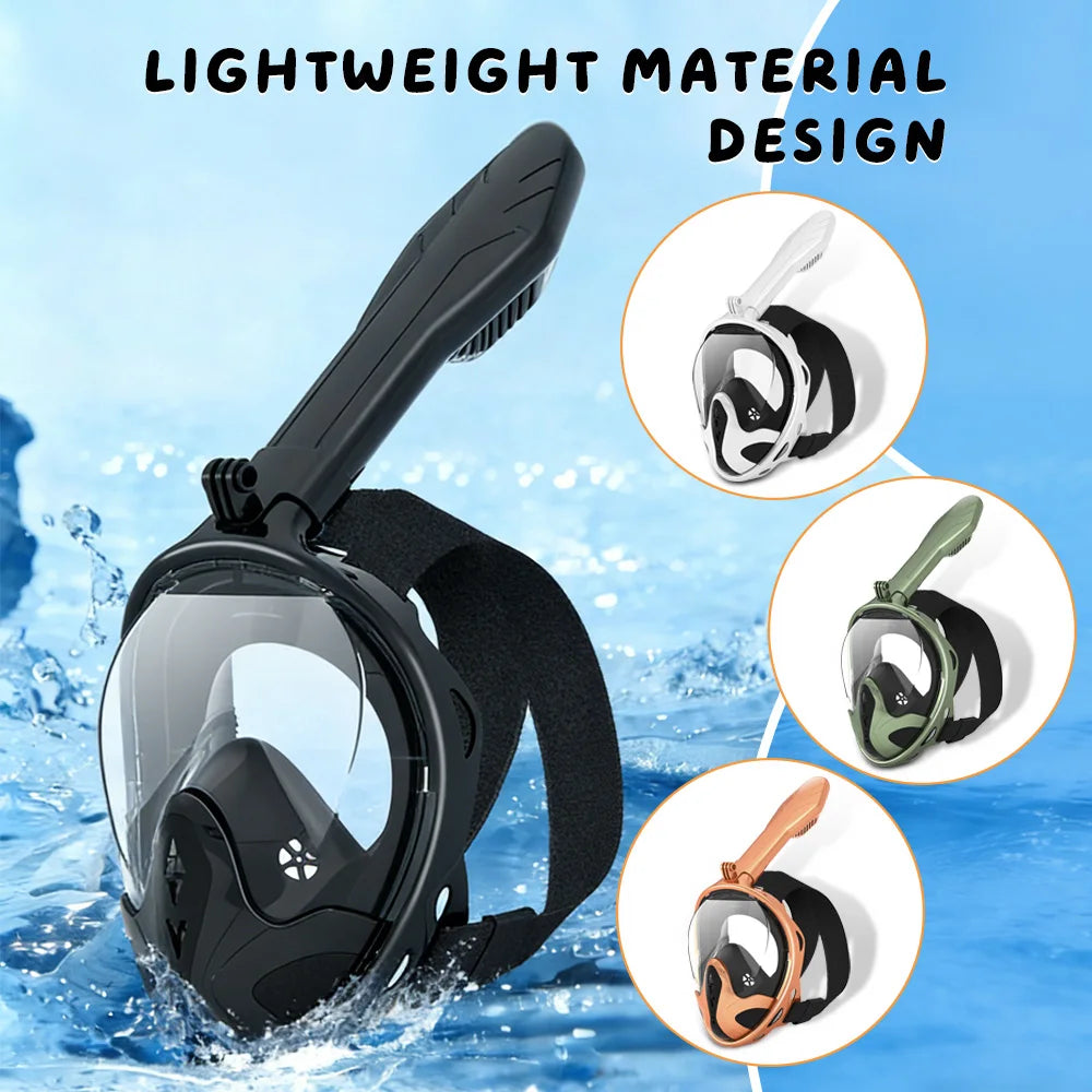 Máscara de Snorkel Integral para Adultos Antivaho Antifugas Visión Panorámica 180° Máscara de Buceo Ligera Equipo de Snorkel