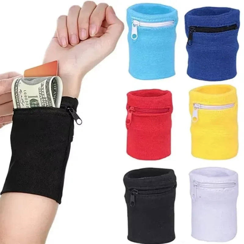 Muñequera Deportiva con Bolsillo y Cremallera para Correr, Almacenamiento de Llaves y Tarjetas, Ideal para Baloncesto y Running
