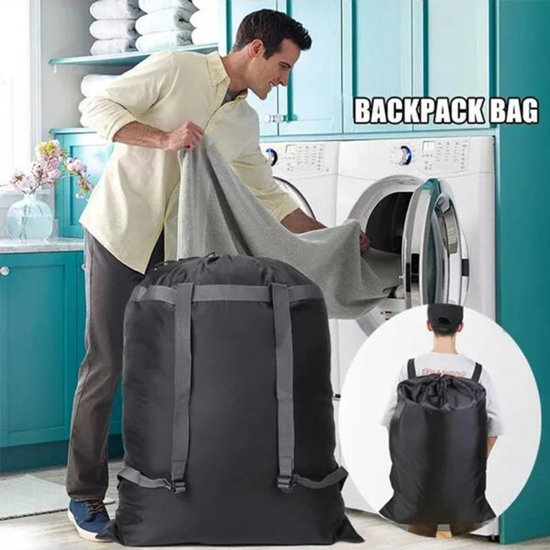 Bolsa Grande para Ropa Sucia de Poliéster Resistente con Cordón - Mochila para Escuela y Camping