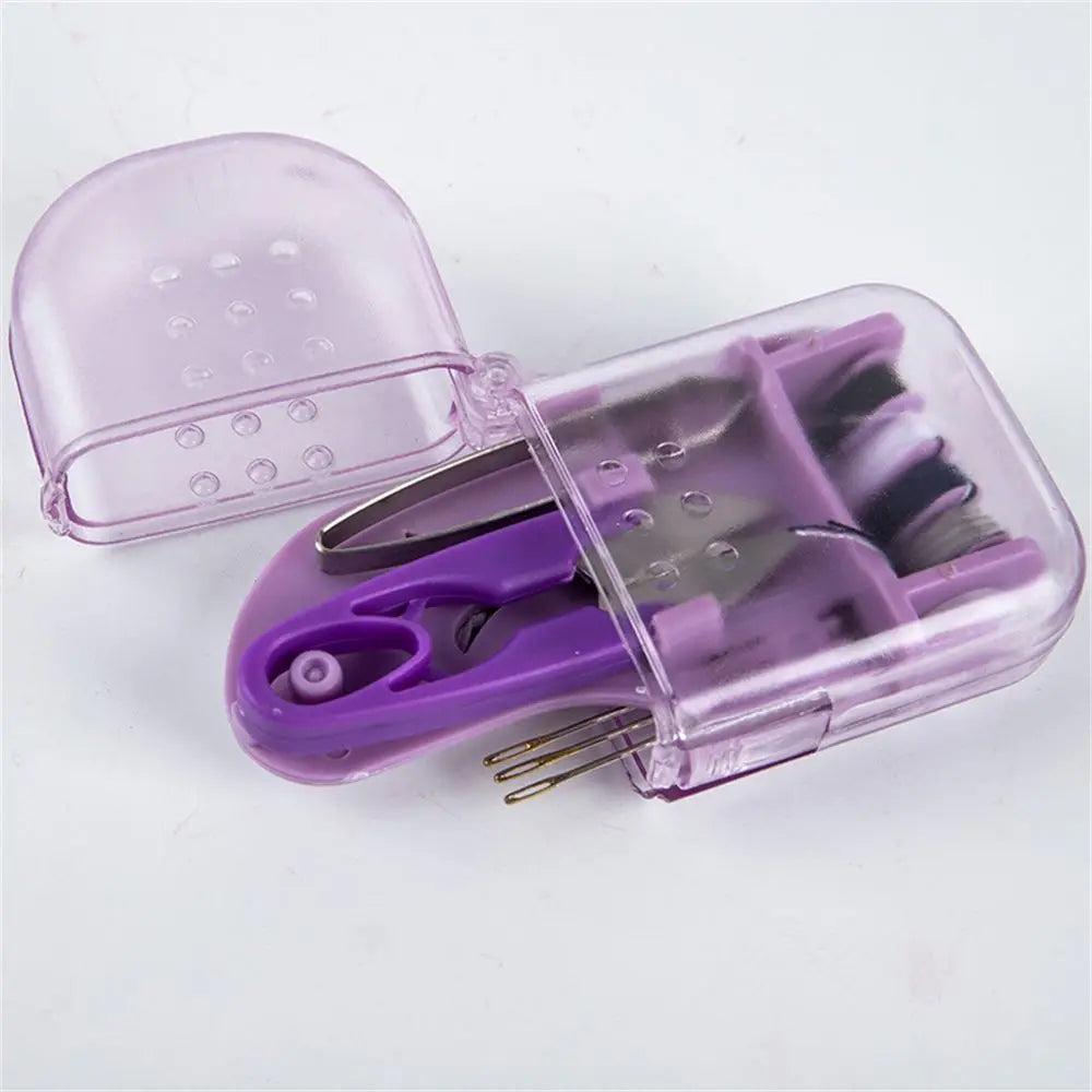 Kit de Costura Portátil con Caja de Almacenamiento y Dedal para Viajes y Bordado