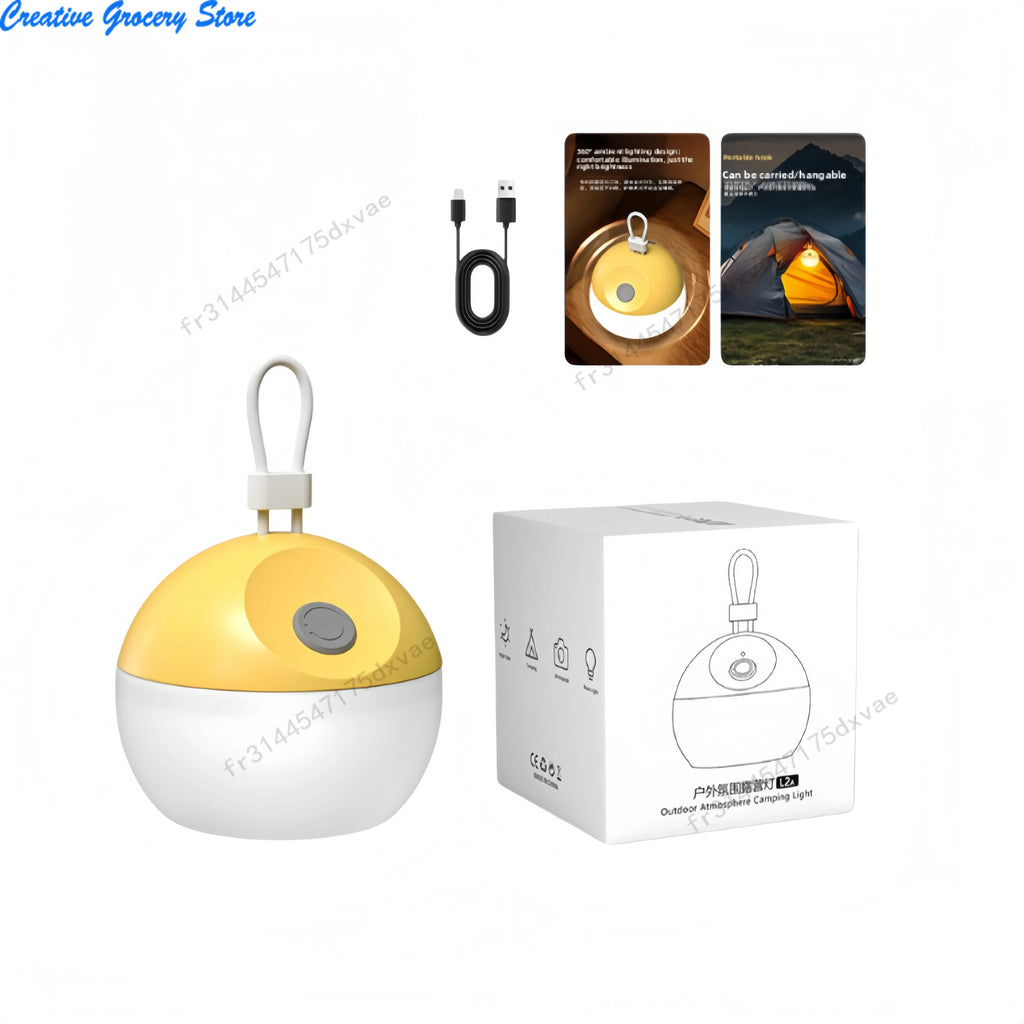 Linterna LED de Camping Recargable Portátil de Silicona Blanda y Luz de Doble Color para Senderismo y Pesca