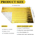 Manta de Supervivencia de Emergencia Exterior 5-30 Unid Oro-Plata Impermeable 130x210cm
