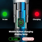 Linterna LED Potente de 2000LM con Pantalla, Recargable USB, Zoom y Modos para Camping, Pesca y Emergencias