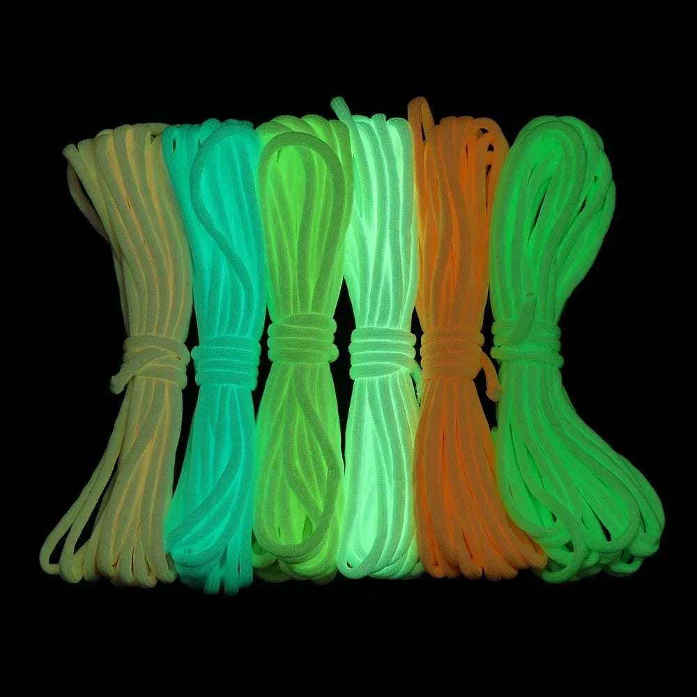 Cuerda Luminosa Paracord 9 Hilos 4mm Nylon 550 para Tienda de Campaña, Supervivencia y Camping