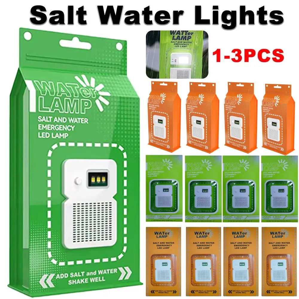 Lámpara LED de Emergencia con Agua Salada para Camping — Portátil, Resistente al Agua, Ahorro de Energía, Ideal para Pesca Nocturna y Viajes al Aire Libre