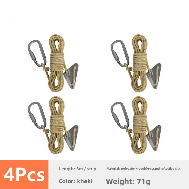 Cuerda Reflectante Doble de 5mm para Tienda de Campaña con Tensor y Hebilla – Accesorio Cortaviento para Outdoor, Lona y Refugios