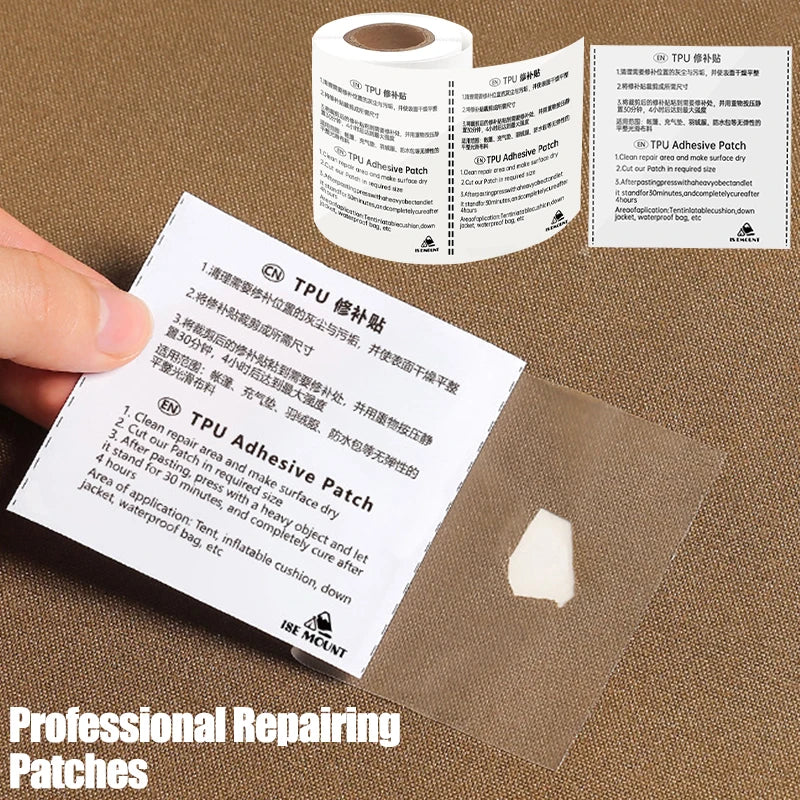 Kit de Cinta Reparadora TPU Impermeable Transparente para Camping – Reparación de Tiendas, Colchones y Equipos Outdoor