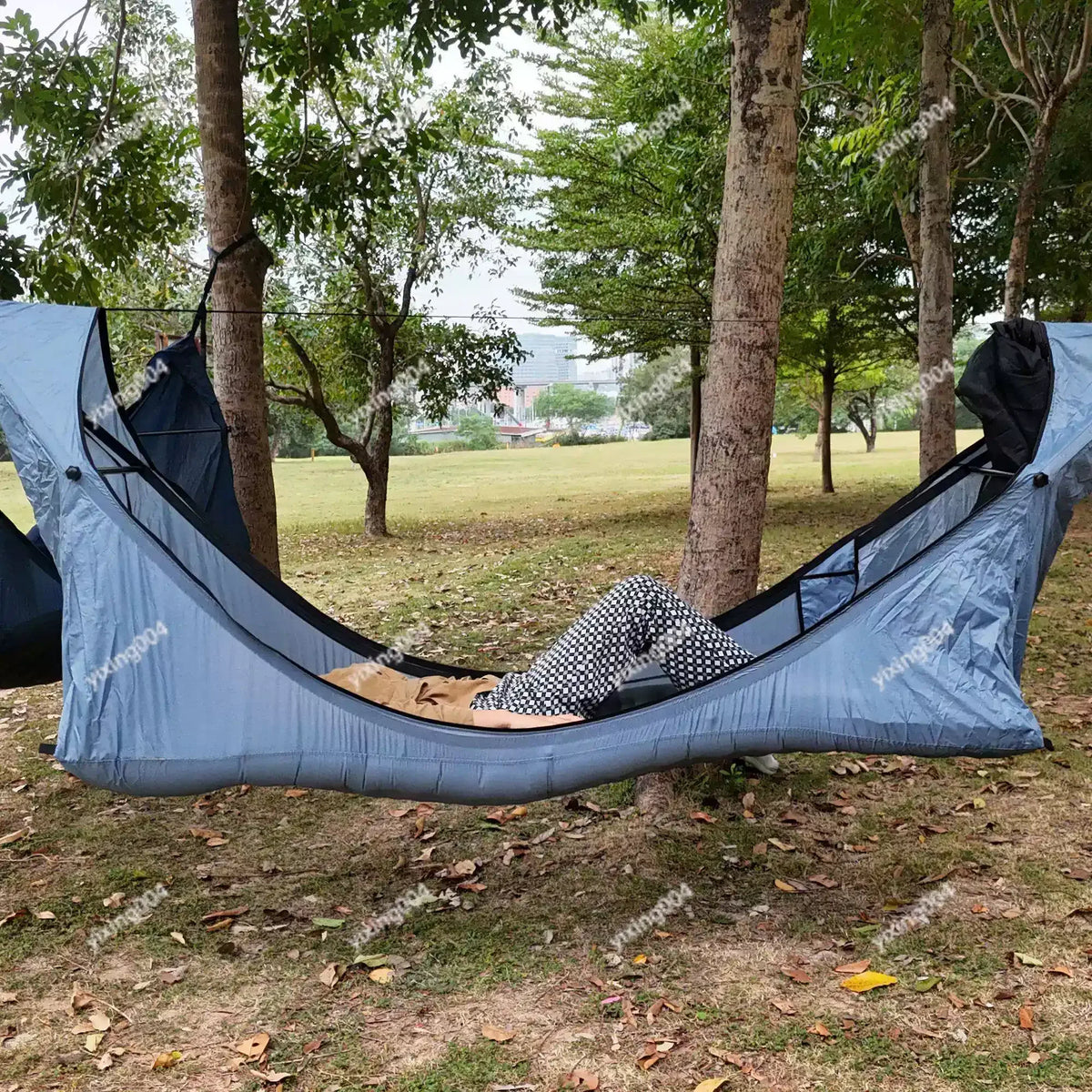Hamaca Multifuncional con Colchón, Mosquitera y Toldo Impermeable para Camping, Jardín o Interior
