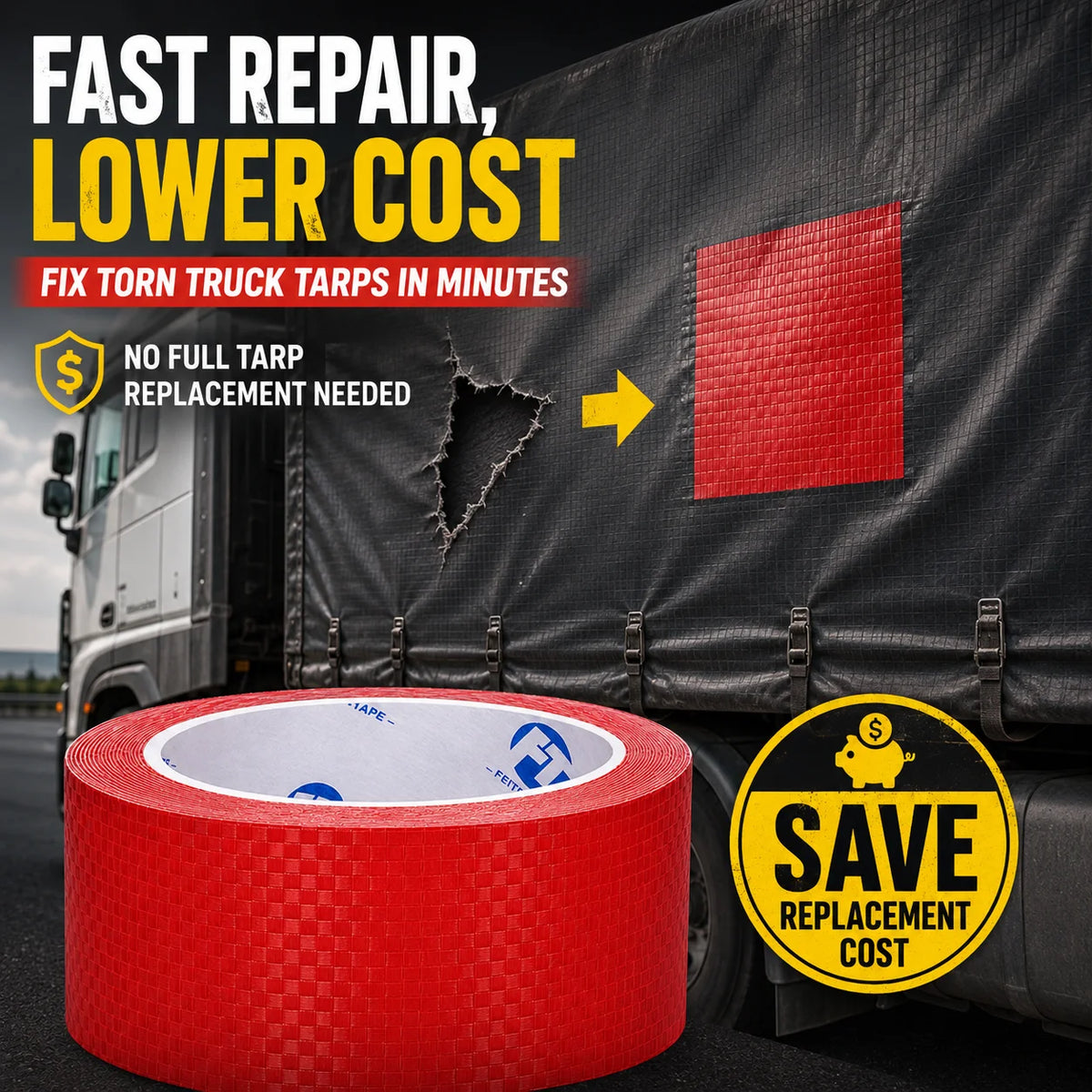 Cinta Reparadora Impermeable para Lonas de Camión, Alta Adherencia, para PVC/PE/Cubiertas de Lona, Carpas y Bolsas Outdoor