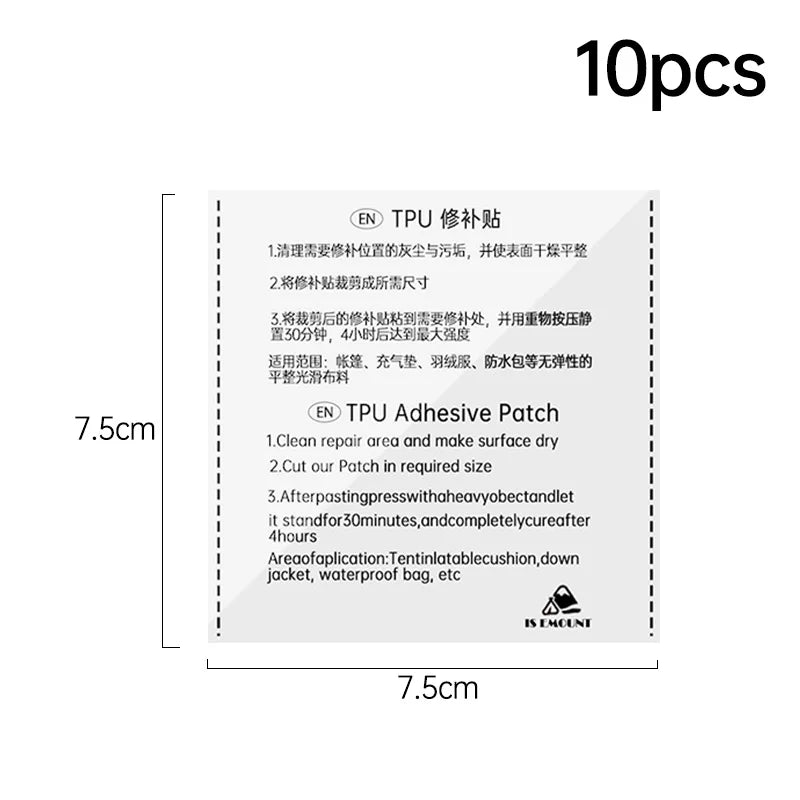 Kit de Cinta Reparadora TPU Impermeable Transparente para Camping – Reparación de Tiendas, Colchones y Equipos Outdoor