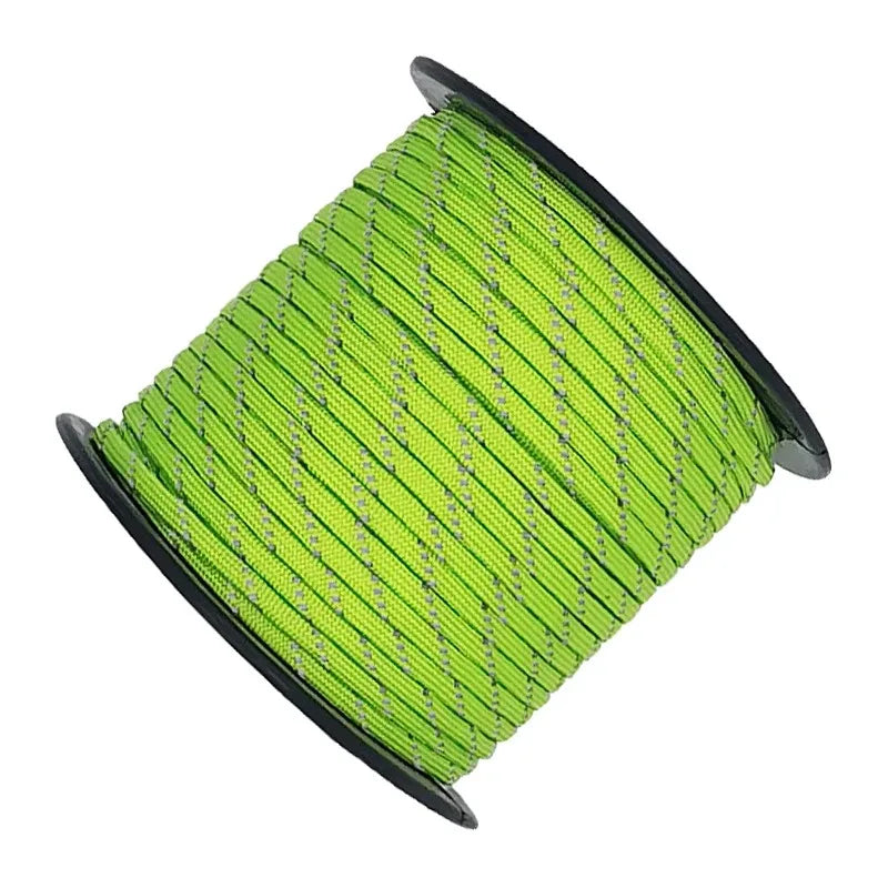 Cuerda Paracord Reflectante 7 Núcleos 4 mm 50/100m para Camping y Supervivencia