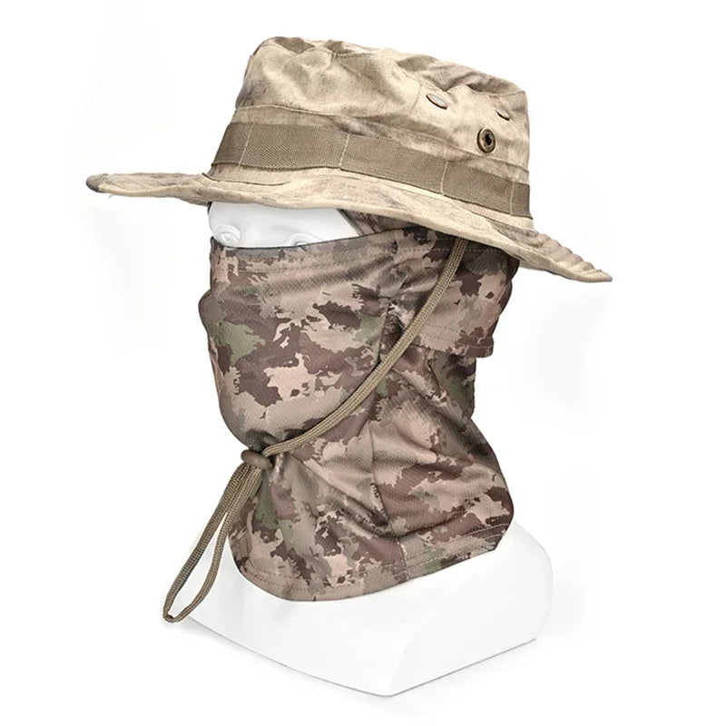 Set de Gorro Camuflado Táctico con Protección Solar para Outdoor, Senderismo y Pesca – UV, Ajustable