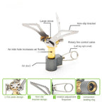 Hornillo de gas portátil para camping plegable, mini estufa de supervivencia para picnic y excursiones