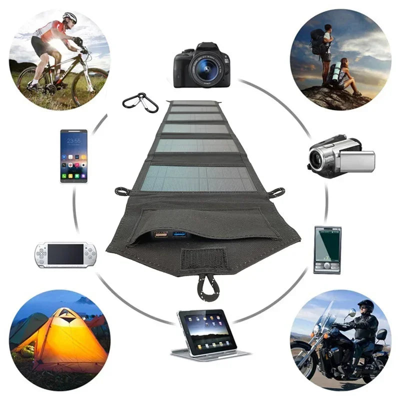 Panel Solar Portátil 800W de Alta Potencia 6 Pliegues Cargador Rápido USB 5V DC 20Wh