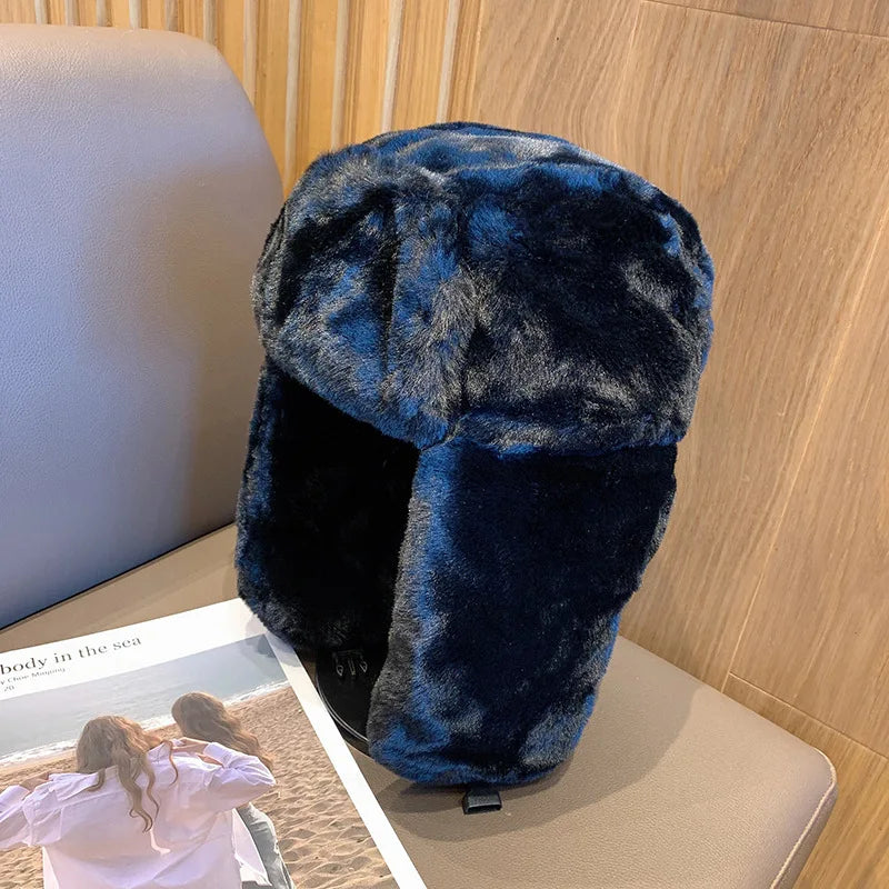 Gorra Ushanka Unisex Invierno con Orejeras de Piel Artificial Estilo Coreano Ajustable Tipo Piloto Bomber Gruesa Caliente a Prueba de Viento para Esquí