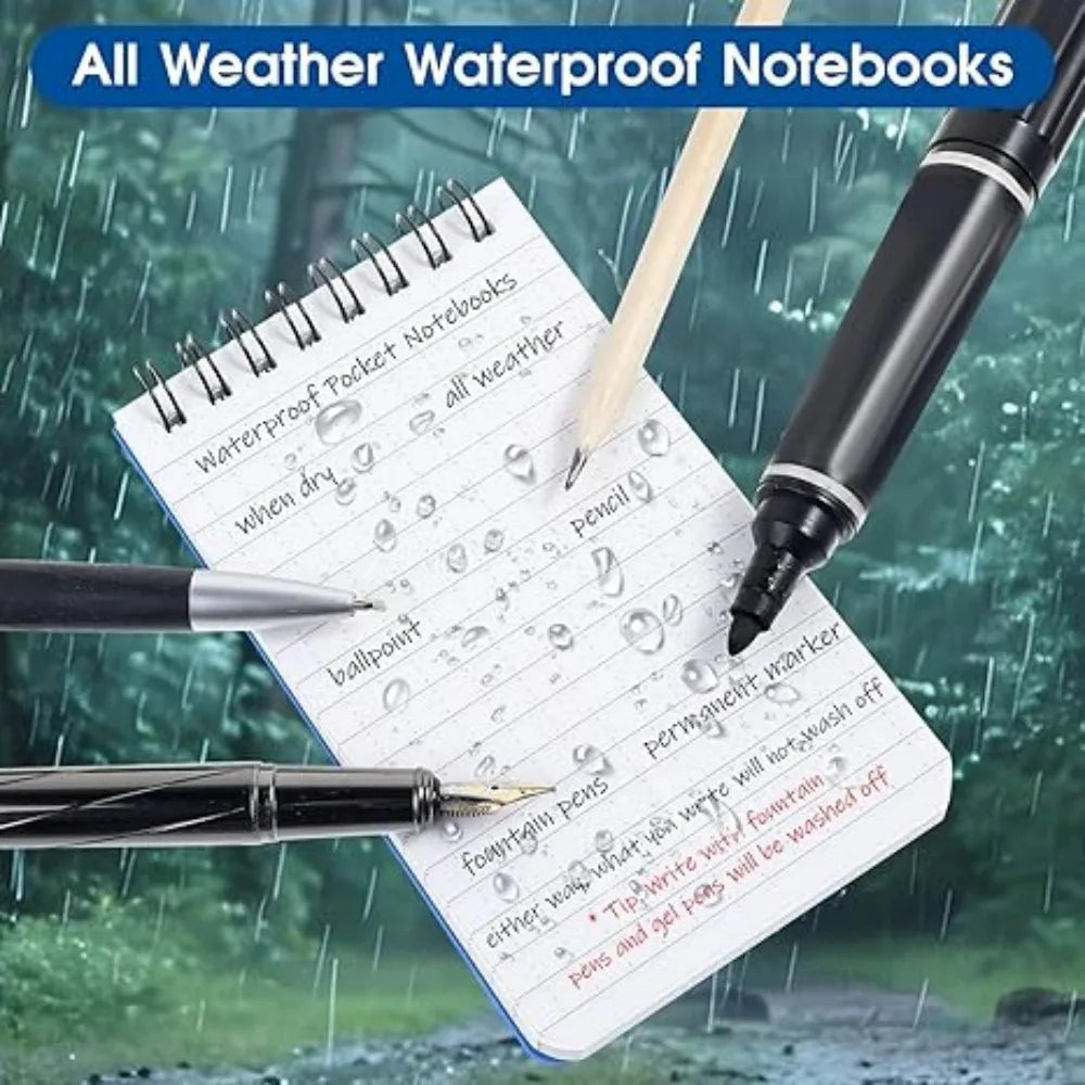 Bloc de notas táctico impermeable de bolsillo con páginas rayadas - Mini libreta para exteriores, hogar y oficina