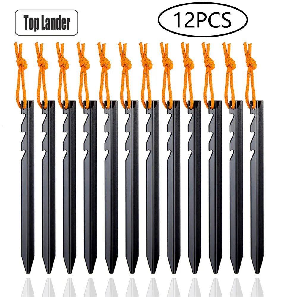 Juego de 12 piquetas de aluminio 18 cm ultraligeras para tienda de campaña y toldos
