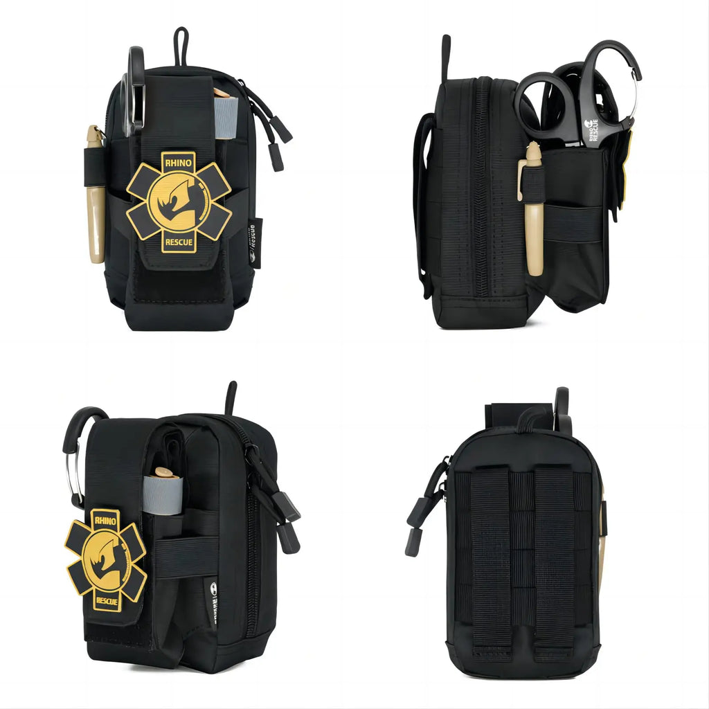 Kit de Primeros Auxilios Rhino Rescue EDC Pouch - Bolsa Táctica de Supervivencia y Trauma Molle para Camping y Senderismo