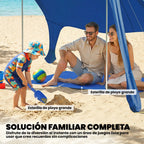Alfombra de Playa Plegable UPF50+ con Patas de Aluminio y Bolsa Azul