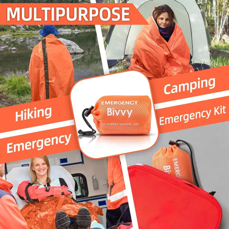 Saco de Dormir de Emergencia Manta Térmica Bivy Ligero Impermeable Portátil para Acampar y Senderismo