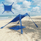 Alfombra de Playa Plegable UPF50+ con Patas de Aluminio y Bolsa Azul