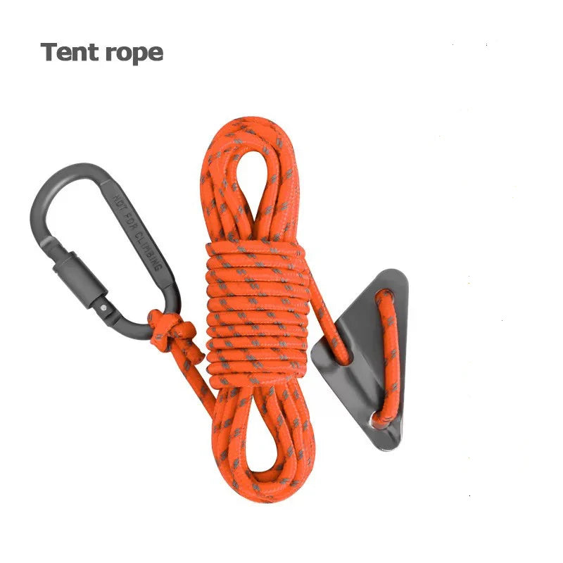 Cuerda Reflectante Doble de 5mm para Tienda de Campaña con Tensor y Hebilla – Accesorio Cortaviento para Outdoor, Lona y Refugios