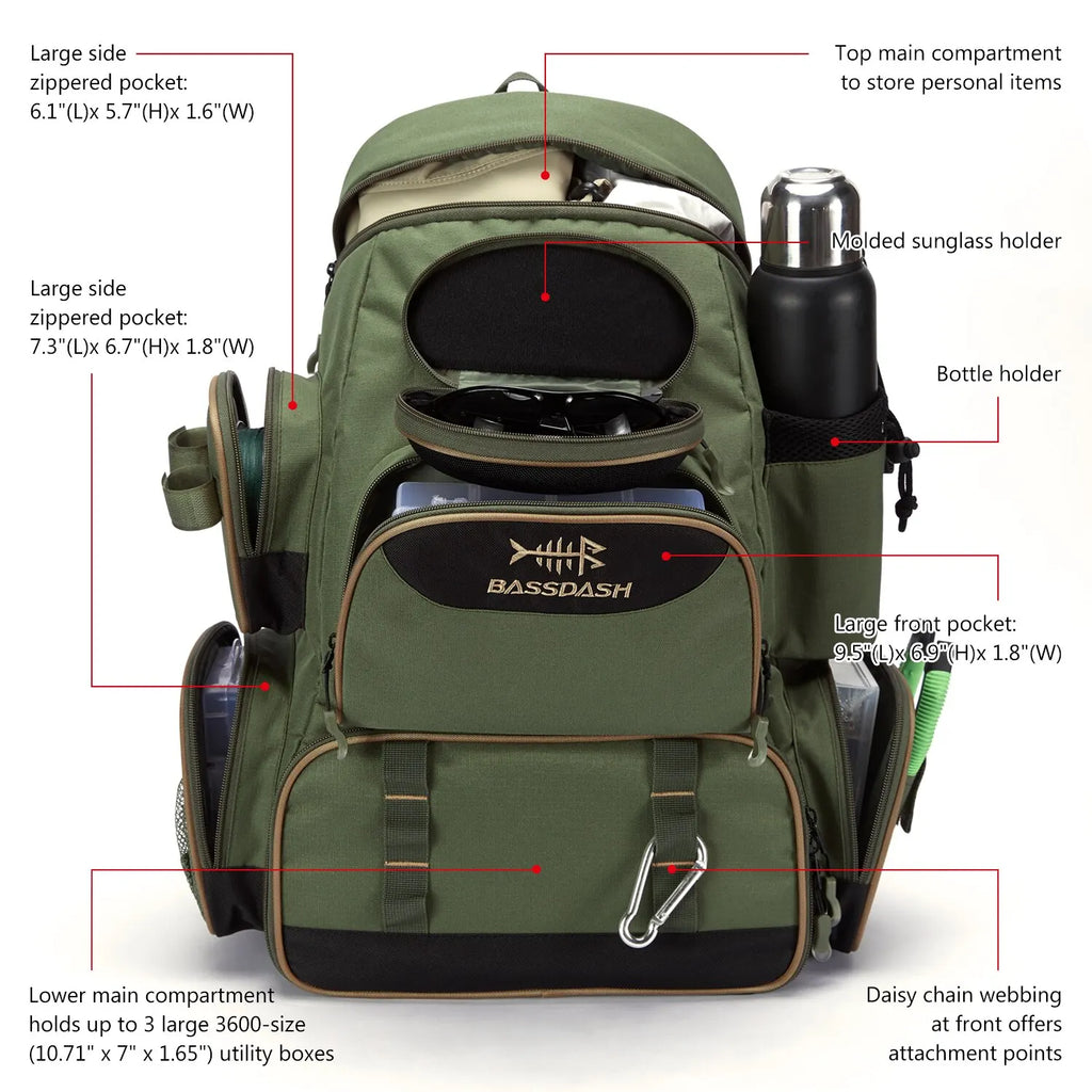 Mochila Bassdash para Pesca: Táctica, Ligera y Multifuncional