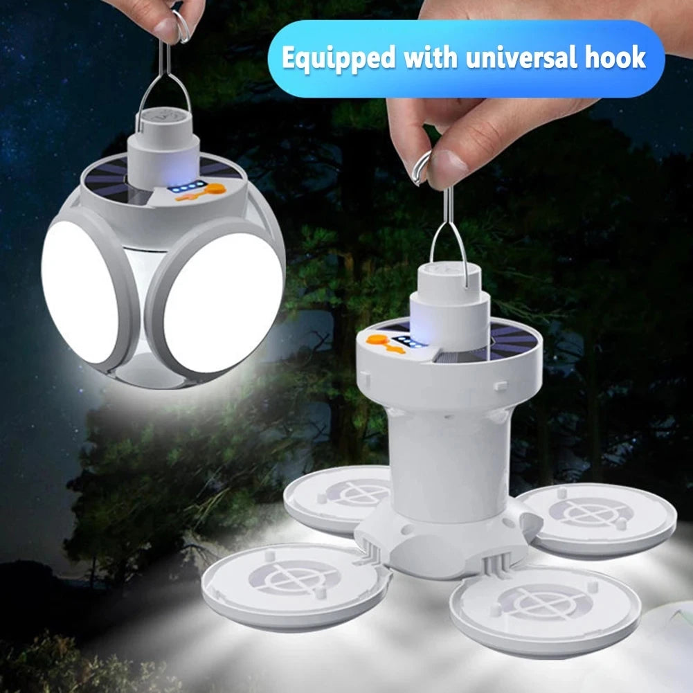 Lámpara Solar de Fútbol Recargable Linterna Plegable LED Portátil para Camping con Control Remoto