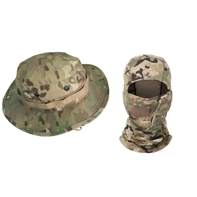 Set de Gorro Camuflado Táctico con Protección Solar para Outdoor, Senderismo y Pesca – UV, Ajustable