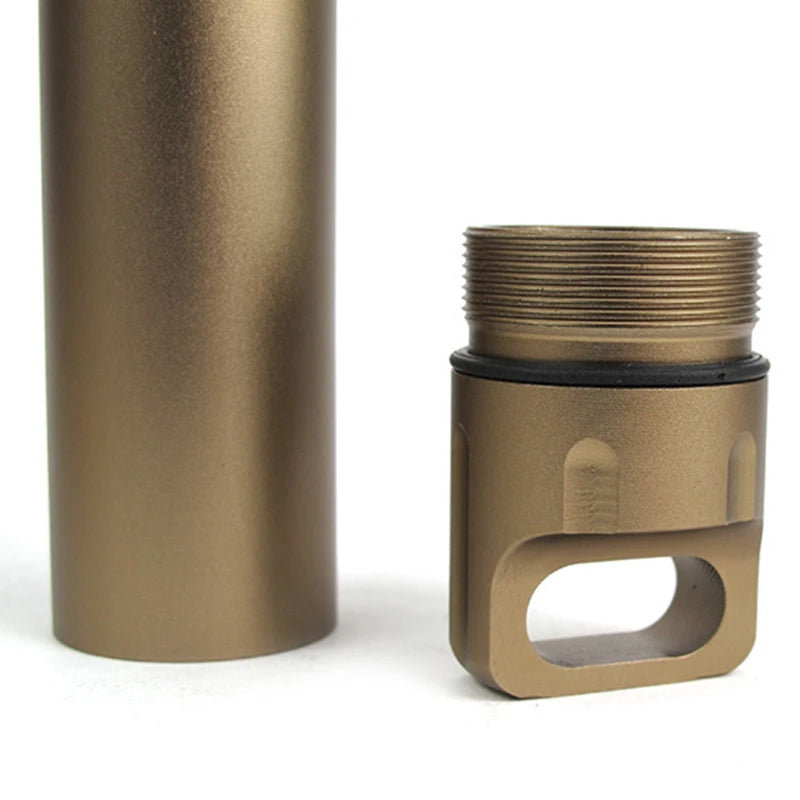 Cápsula Estanca Portátil de Aluminio para Supervivencia Outdoor - Contenedor Multifuncional y Resistente al Agua